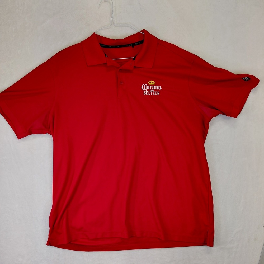 OGIO Mens Corona Hard Seltzer Polo Shirt Red Performance Short Sleeve XL